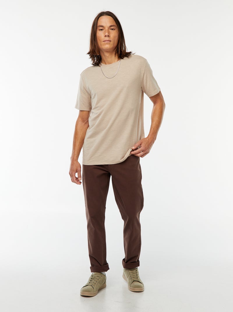 Pantalón chino slim con 5 bolsillos - L32 Marron - Kiabi