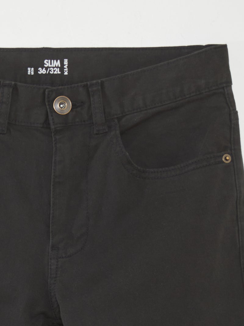 Pantalón chino slim con 5 bolsillos - L32 NEGRO - Kiabi