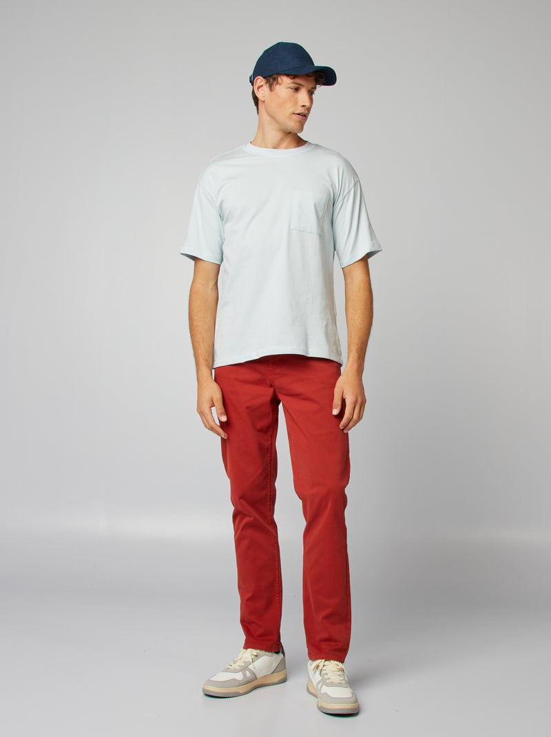 Pantalón chino slim con 5 bolsillos - L32 ROJO - Kiabi