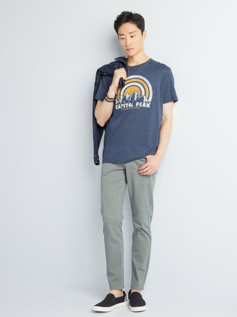 Pantalón chino slim con 5 bolsillos - L32 VERDE - Kiabi