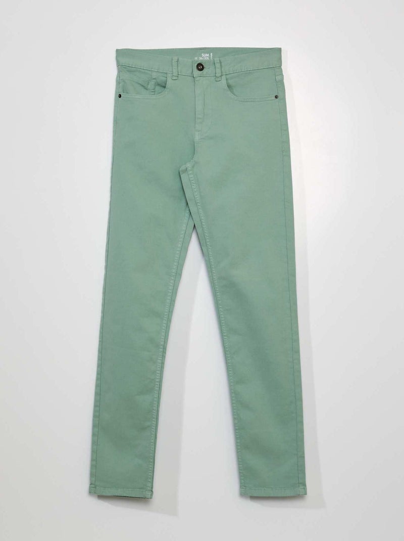 Pantalón chino slim con 5 bolsillos - L32 VERDE - Kiabi