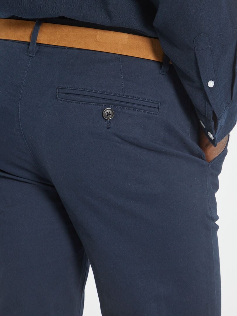 Pantalón chino slim con cinturón - L32 azul - Kiabi