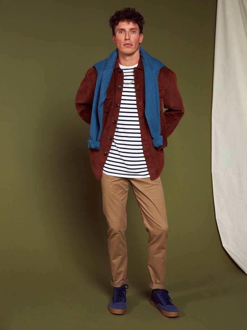 Pantalón chino slim con cinturón - L32 BEIGE - Kiabi