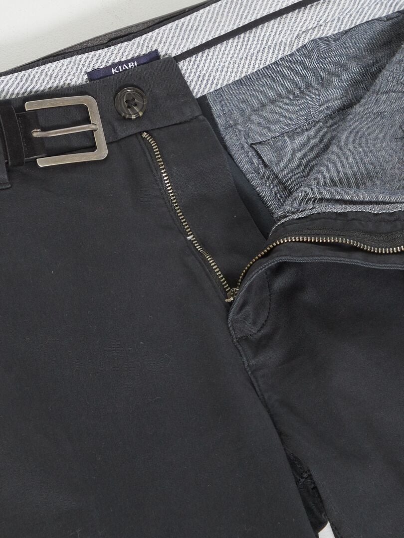 Pantalón chino slim con cinturón - L32 negro - Kiabi
