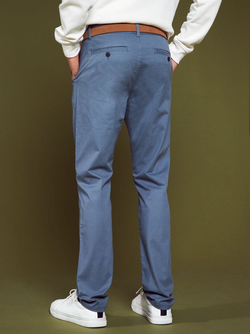 Pantalón chino slim con cinturón - L32 TORMENTA GRIS - Kiabi