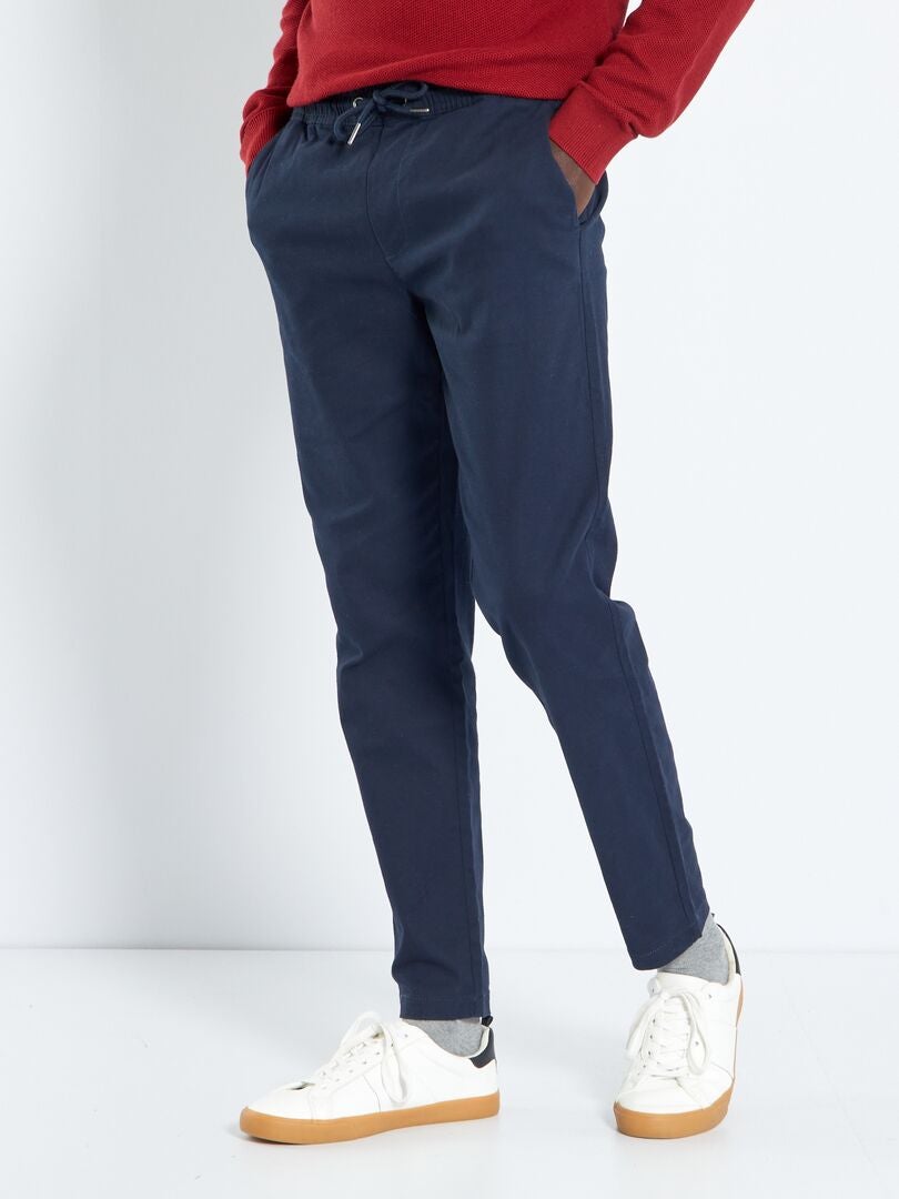 Pantalón chino slim corte jogger AZUL - Kiabi