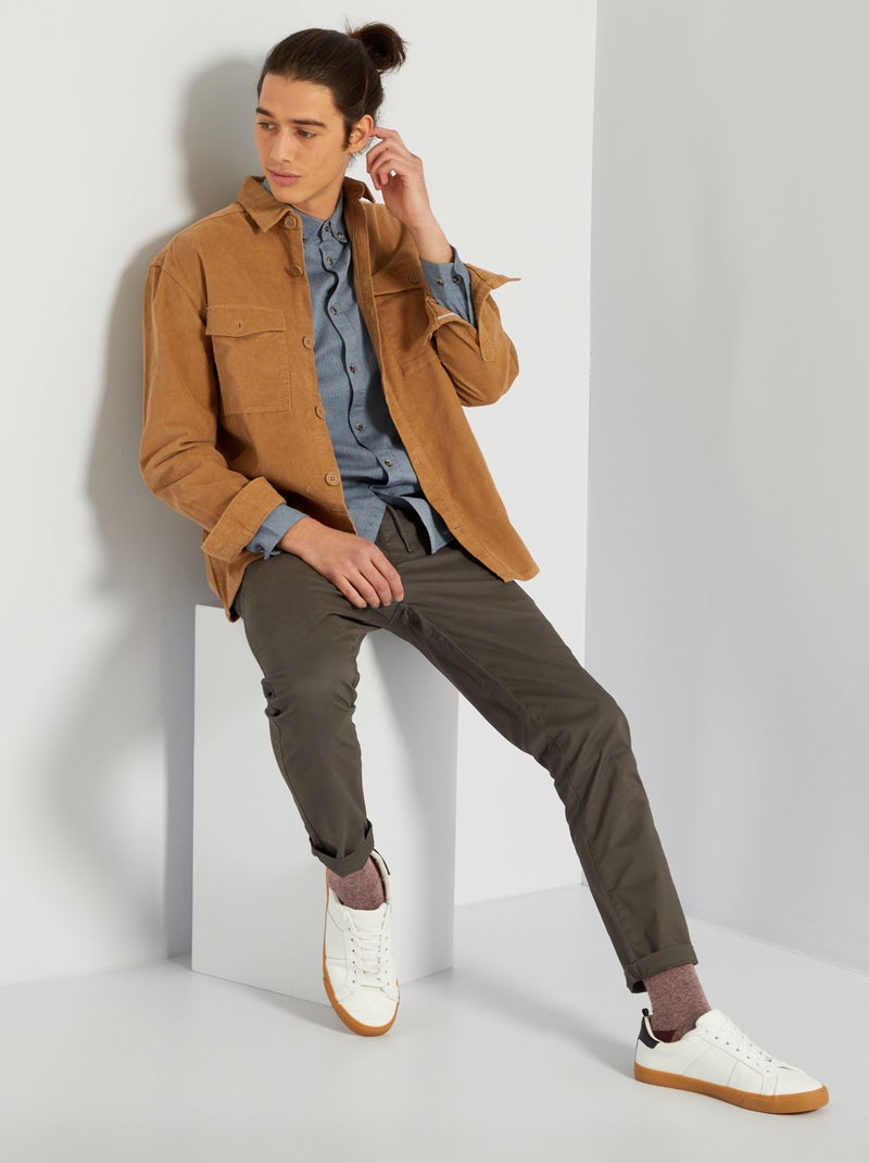 Pantalón chino slim corte jogger KAKI - Kiabi