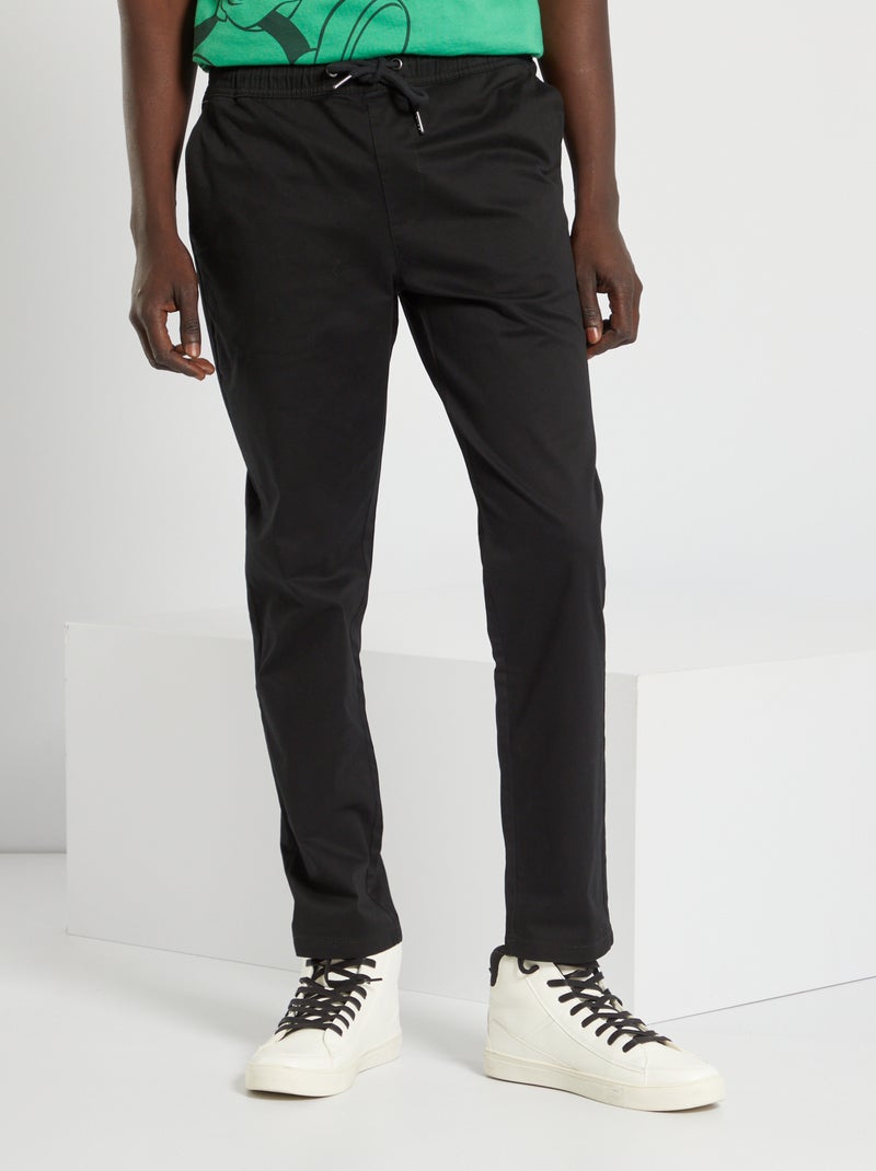 Pantalón chino slim corte jogger Negro - Kiabi