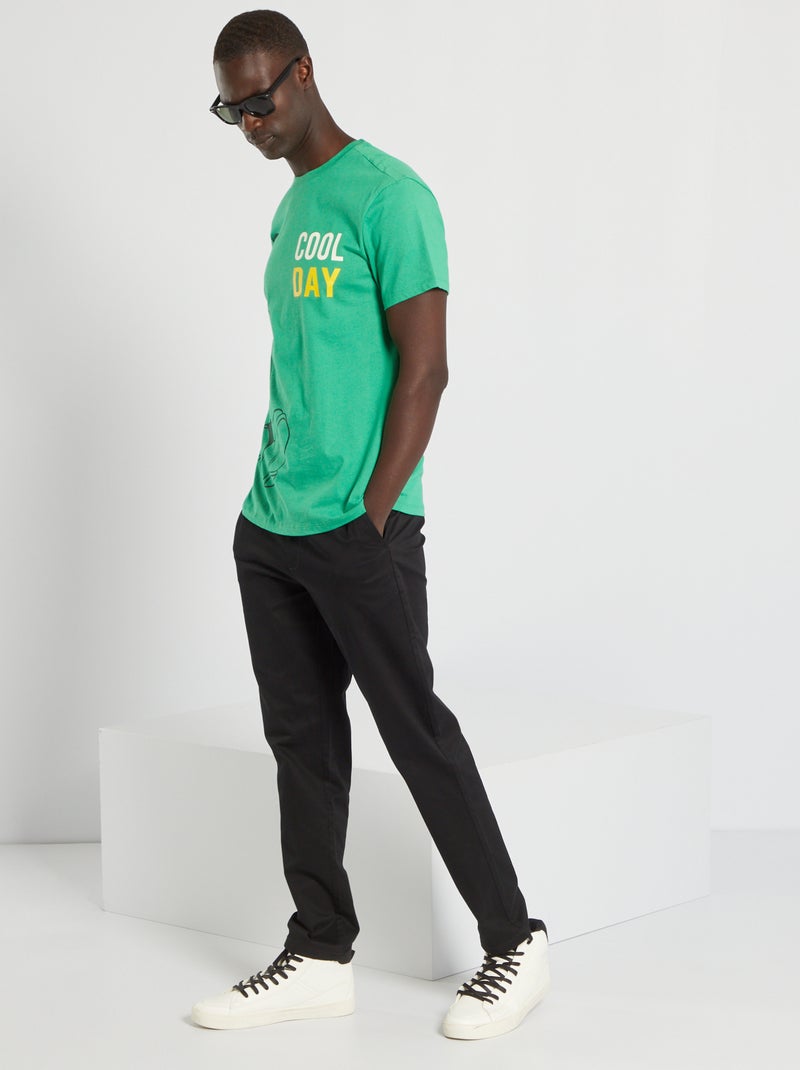 Pantalón chino slim corte jogger Negro - Kiabi