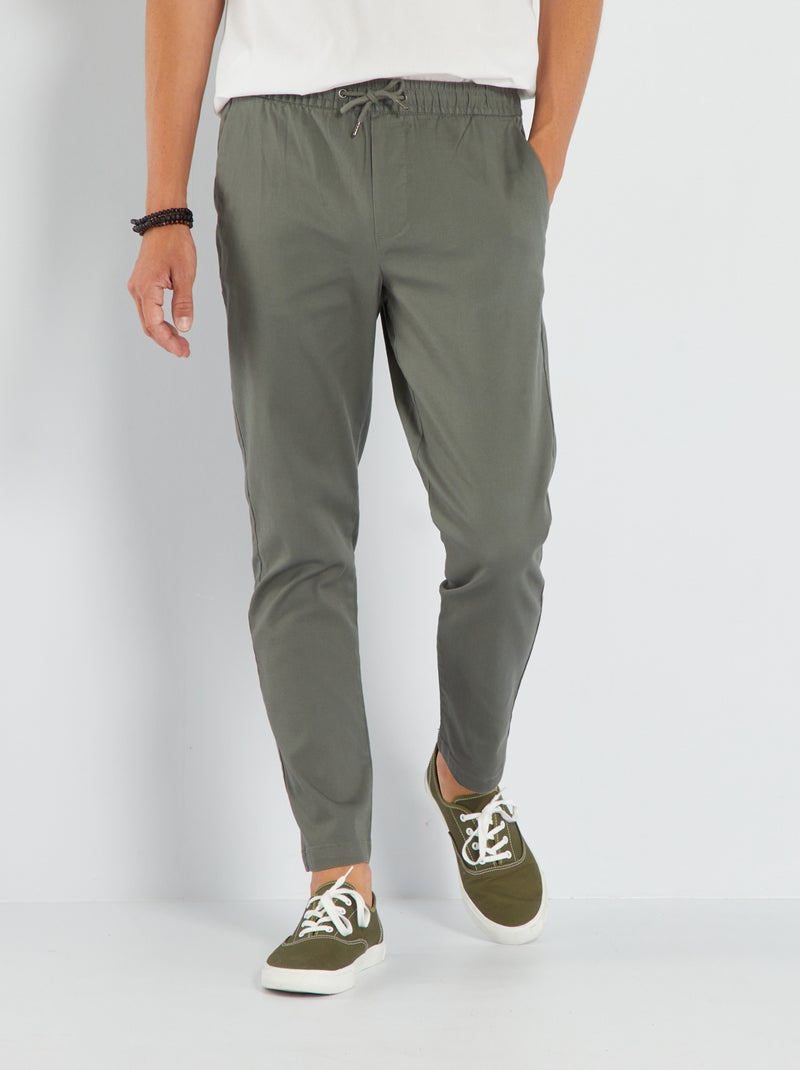 Pantalón chino slim corte jogger VERDE - Kiabi