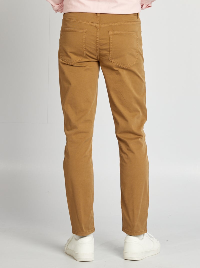 Pantalón chino slim de 5 bolsillos - L32 MARRON - Kiabi
