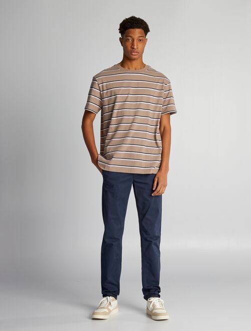 Pantalón chino slim de algodón puro L36 +1,90 m - azul - Kiabi - 20.00€