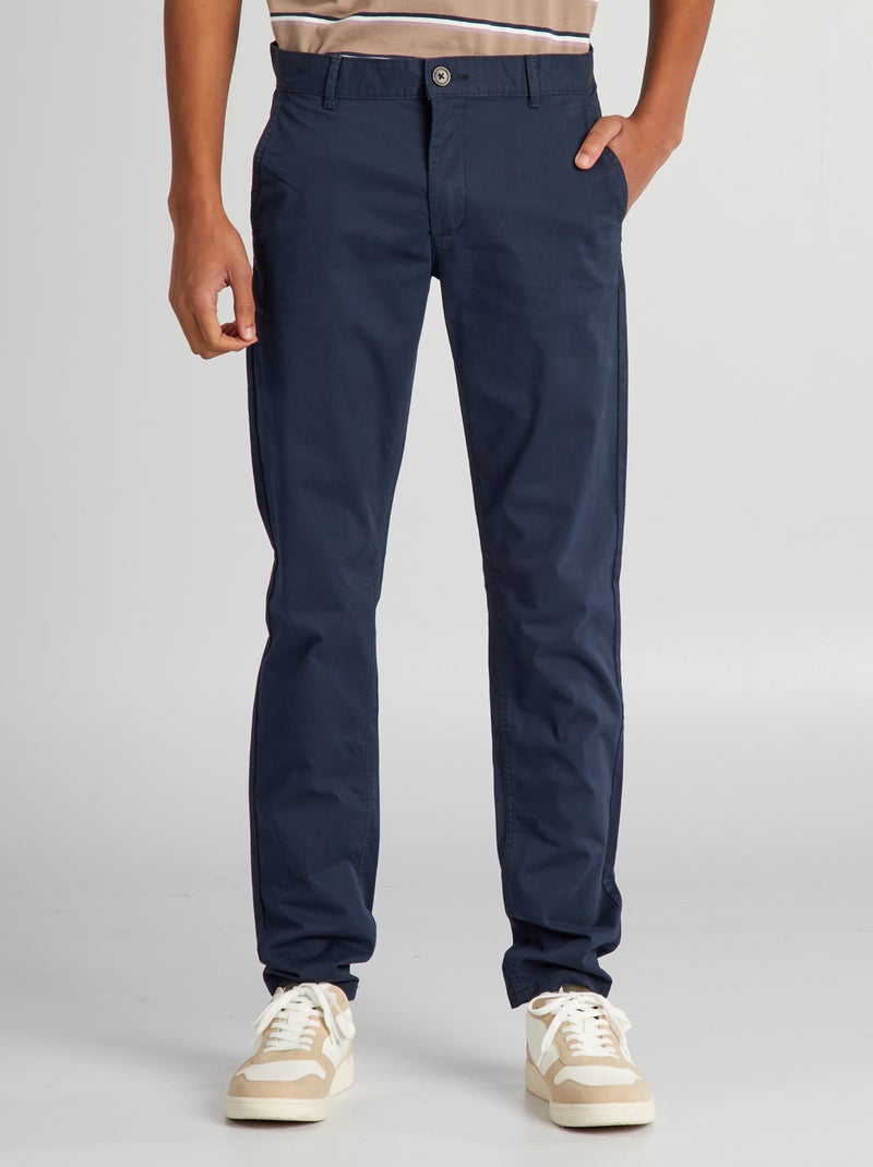 Pantalón chino slim de algodón puro L36 +1,90 m azul - Kiabi