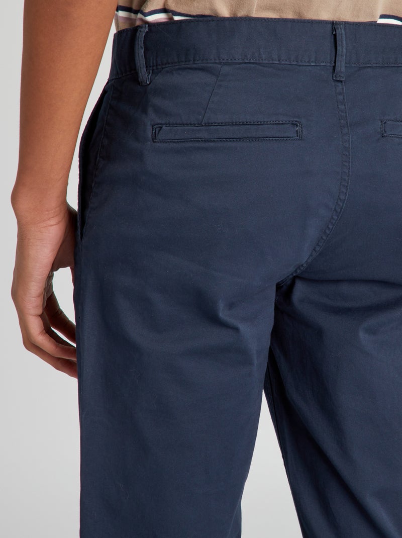 Pantalón chino slim de algodón puro L36 +1,90 m azul - Kiabi