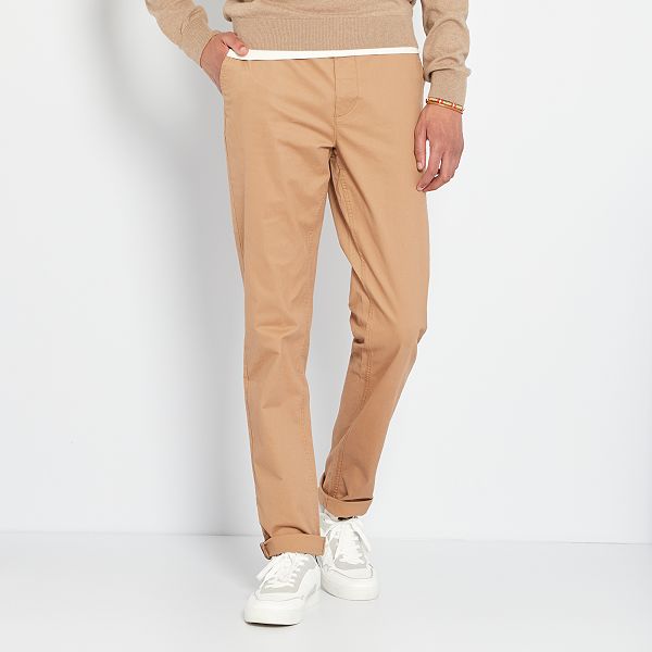 Pantalón chino slim de algodón puro L36 +1,90 m Hombre de más de 1'90m -  BEIGE - Kiabi - 20,00€