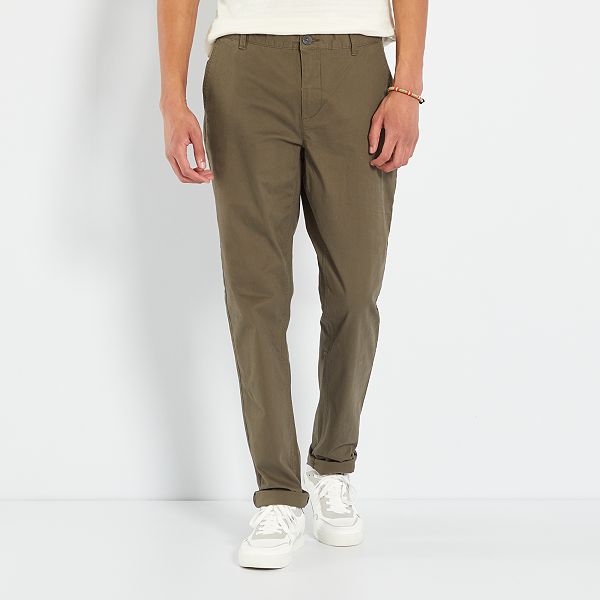 Pantalón chino slim de algodón puro L36 +1,90 m Hombre de más de 1'90m -  KAKI - Kiabi - 20,00€