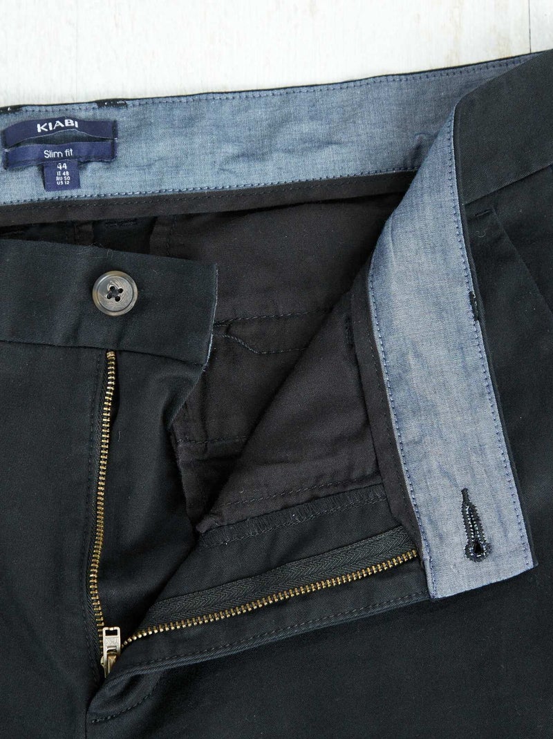 Pantalón chino slim de algodón puro L36 +1,90 m Negro - Kiabi