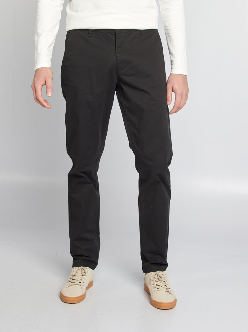 Pantalón chino slim de algodón puro L36 +1,90 m Negro - Kiabi