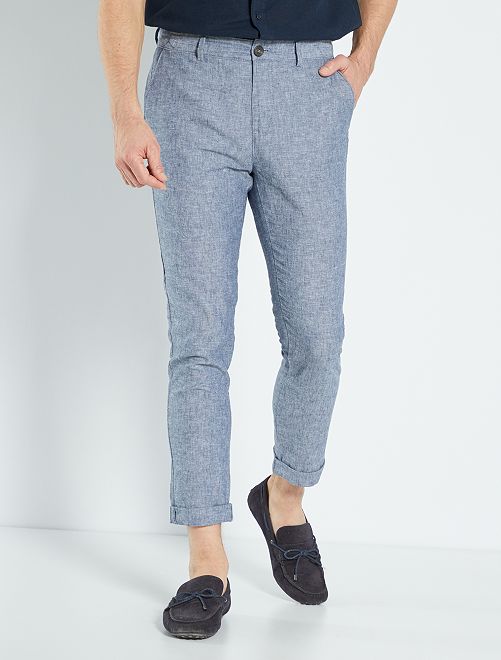 Pantalón chino slim fit - azul cambray - Kiabi - 20.00€