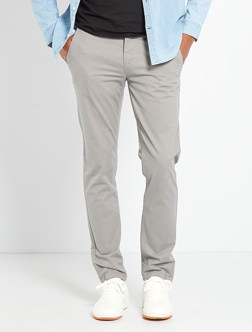 Pantalones Chinos Premium Quality Gris Claro