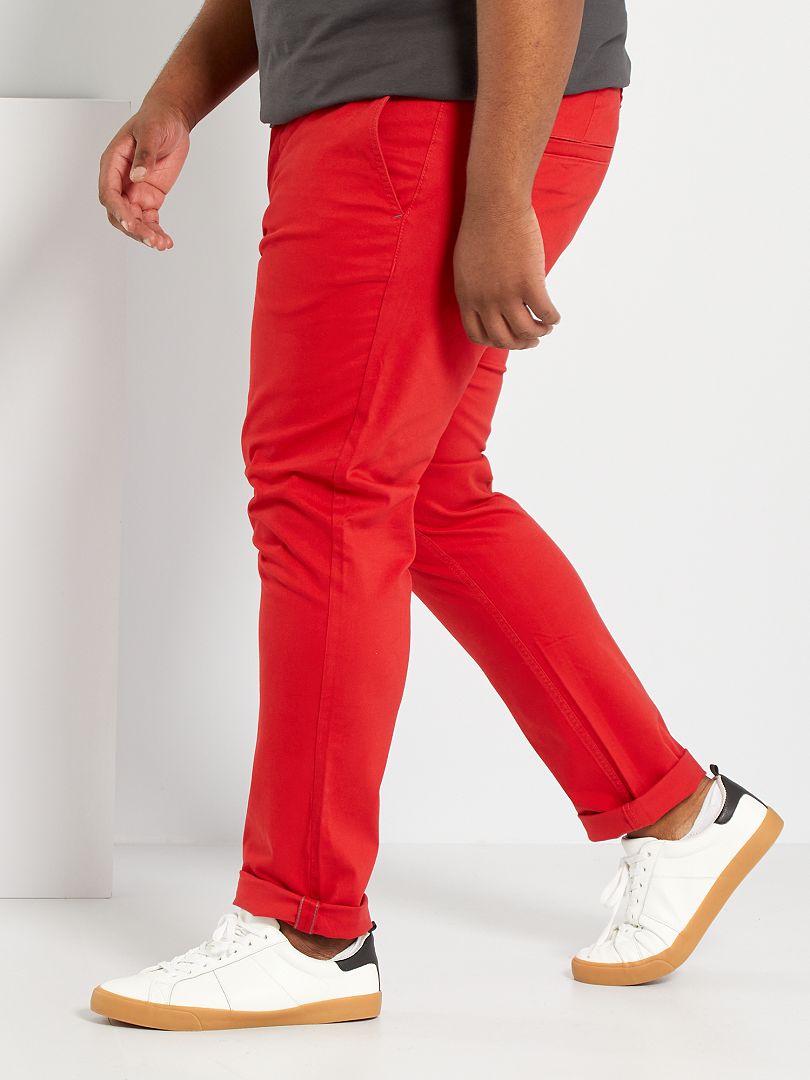 Pantalón chino slim L32 rojo bombero - Kiabi