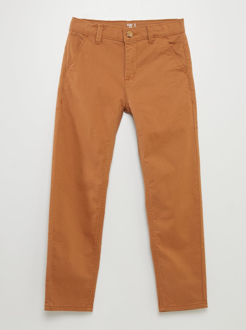 Pantalón chino slim MARRON - Kiabi