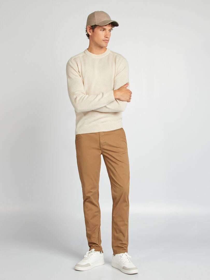 Pantalón chino slim MARRON - Kiabi