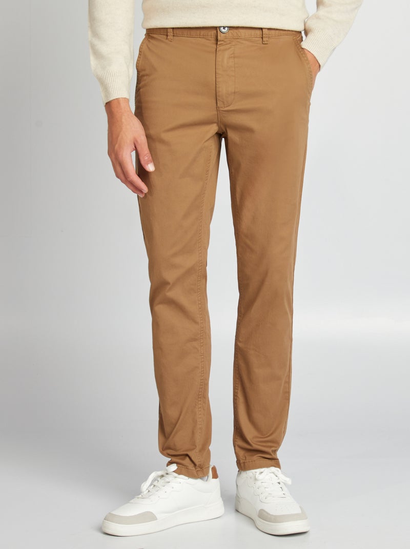 Pantalón chino slim MARRON - Kiabi