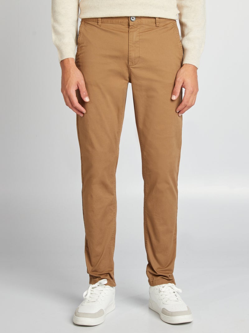 Pantalón chino slim MARRON - Kiabi