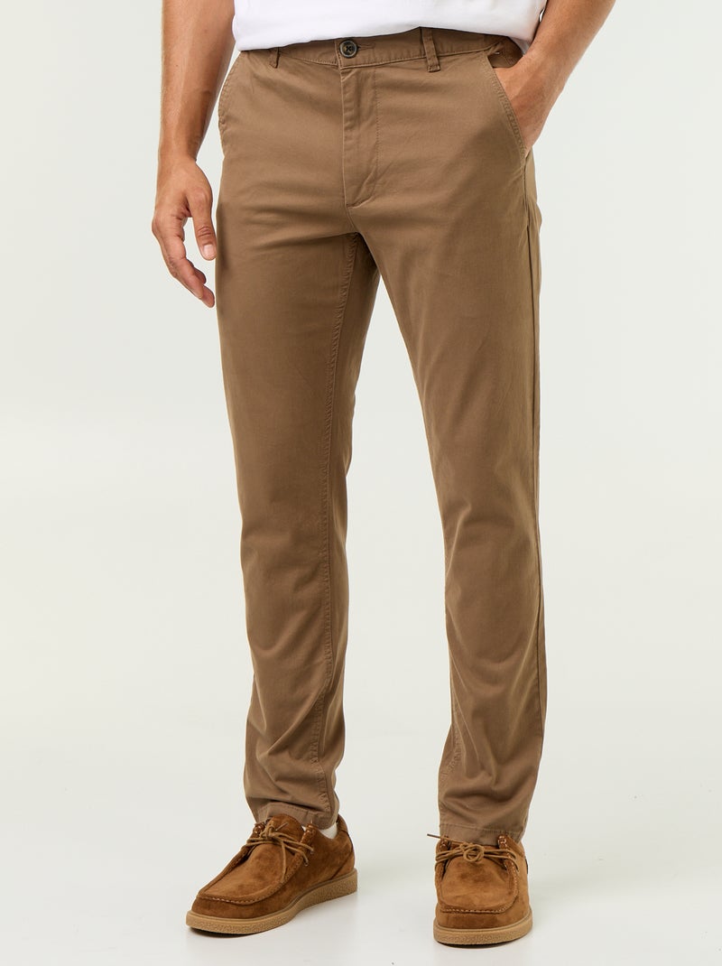 Pantalón chino slim Marron - Kiabi