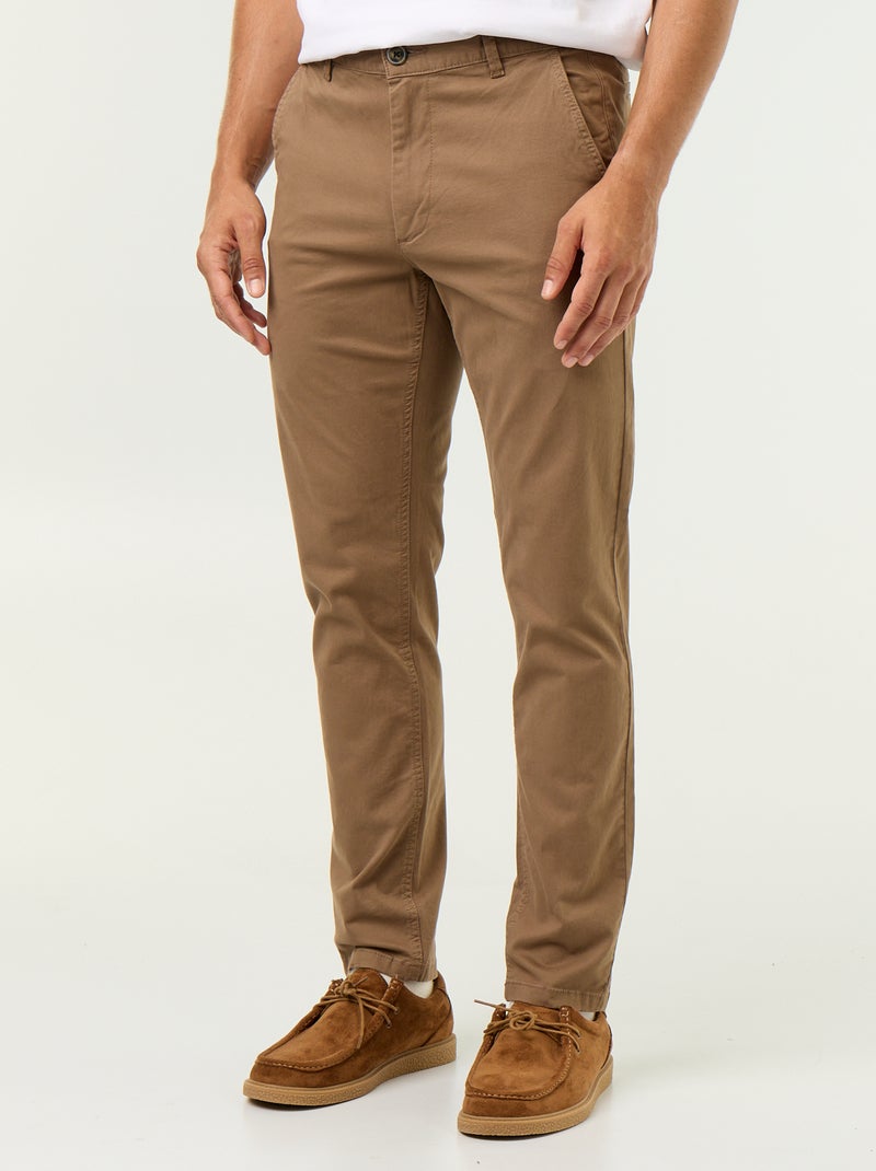 Pantalón chino slim Marron - Kiabi