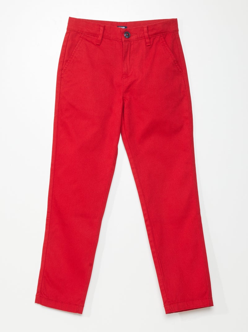 Pantalón chino slim ROJO - Kiabi