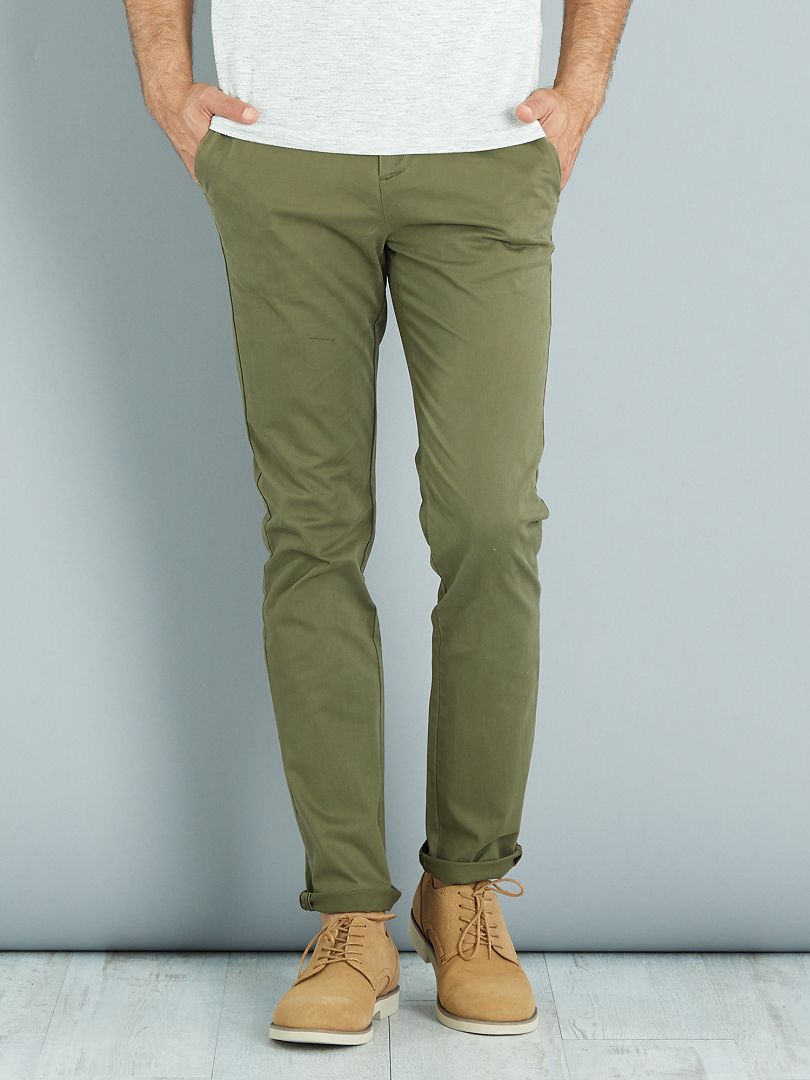 Pantalón chino slim verde - Kiabi