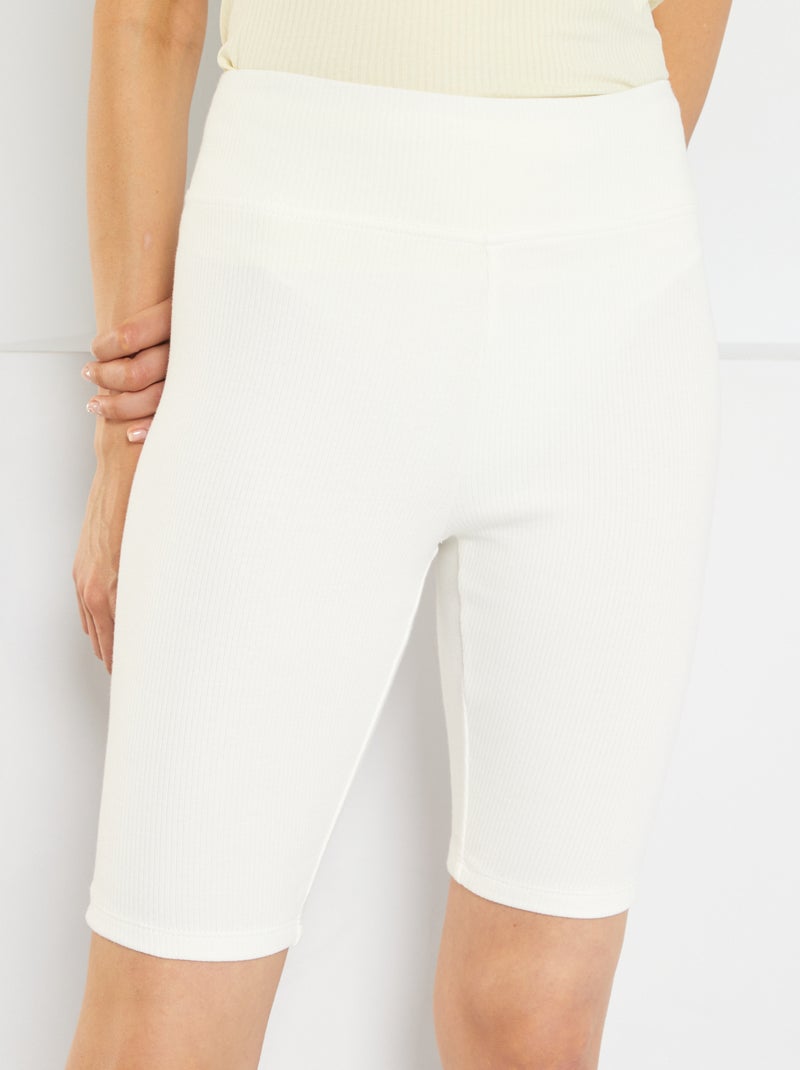 Pantalón ciclista de punto de canalé Blanco - Kiabi