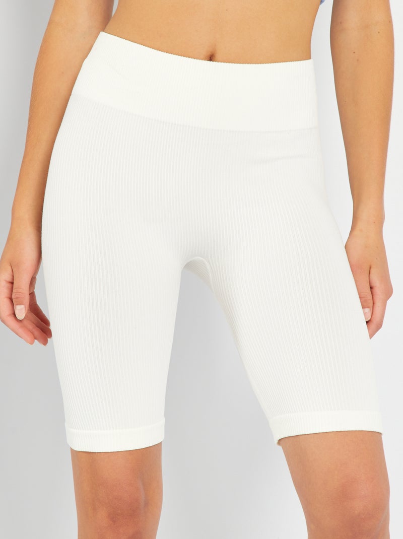 Pantalón ciclista de punto de canalé Blanco - Kiabi