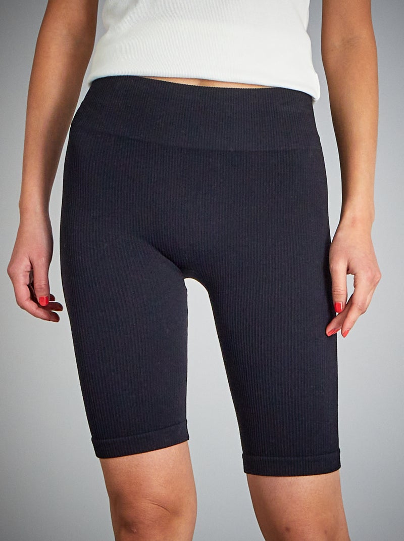 Pantalón ciclista de punto de canalé NEGRO - Kiabi