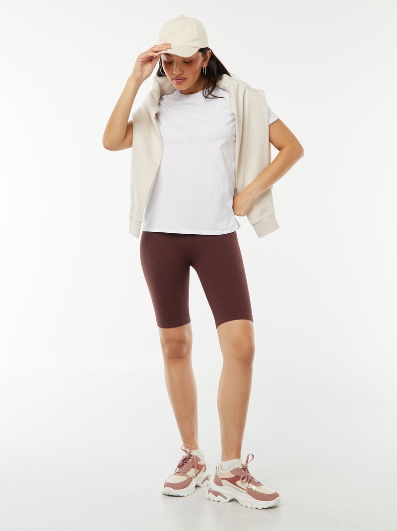 Pantalón ciclista de punto de canalé PURPURA - Kiabi