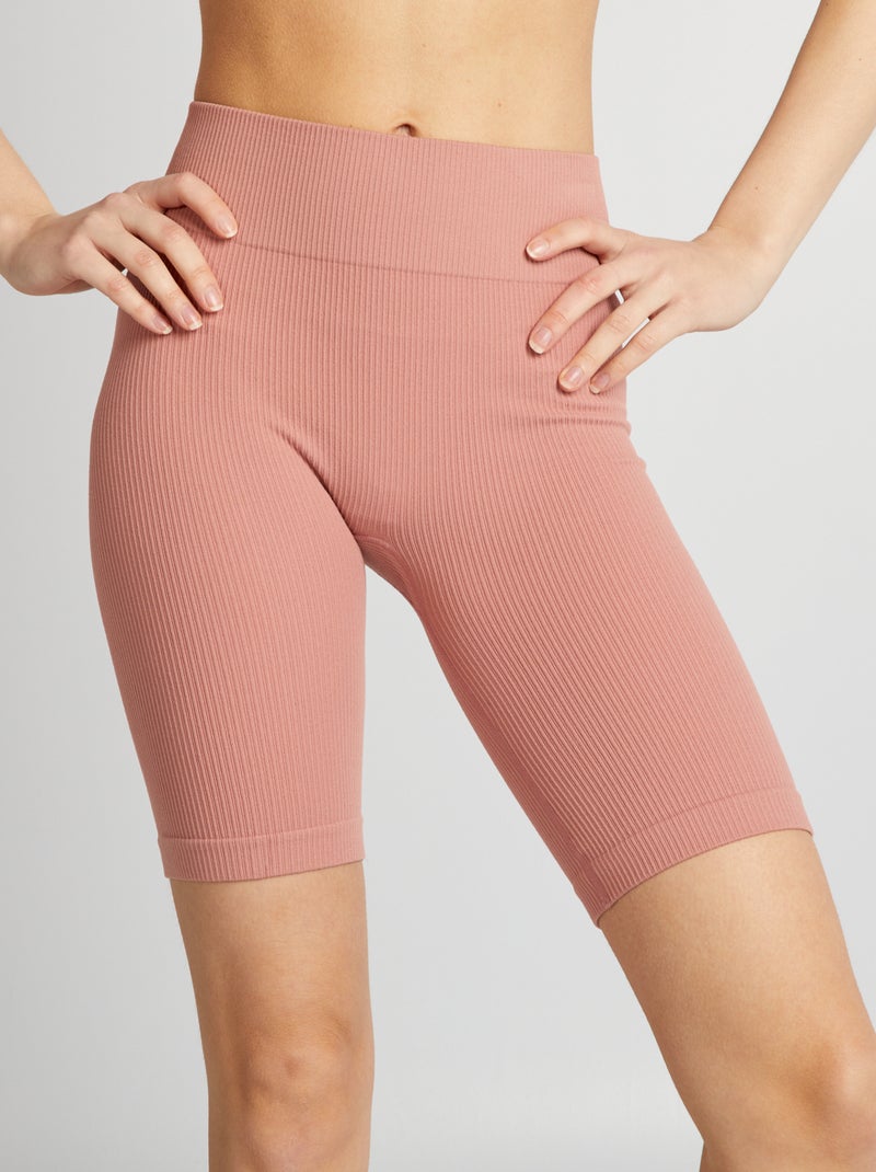 Pantalón ciclista de punto de canalé ROSA - Kiabi