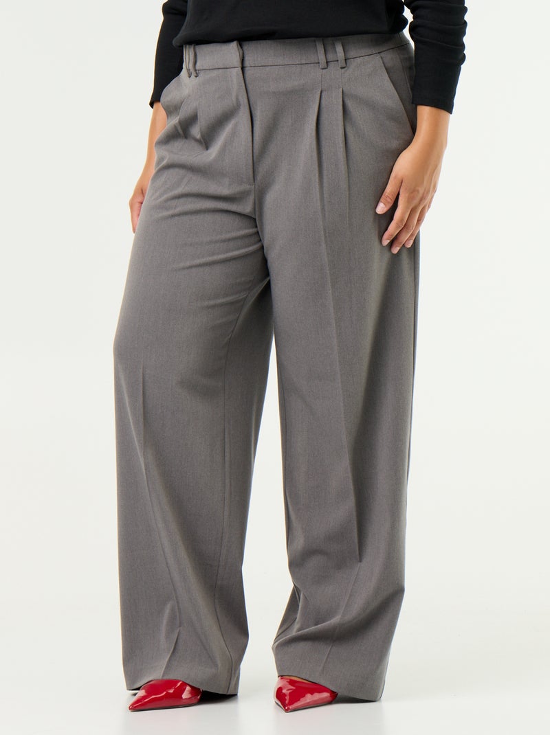 Pantalón cigarette ancho Gris - Kiabi