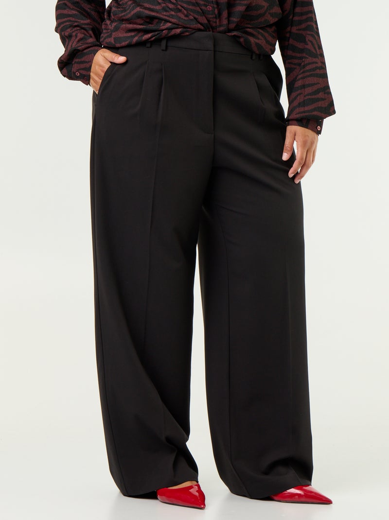 Pantalón cigarette ancho Negro - Kiabi