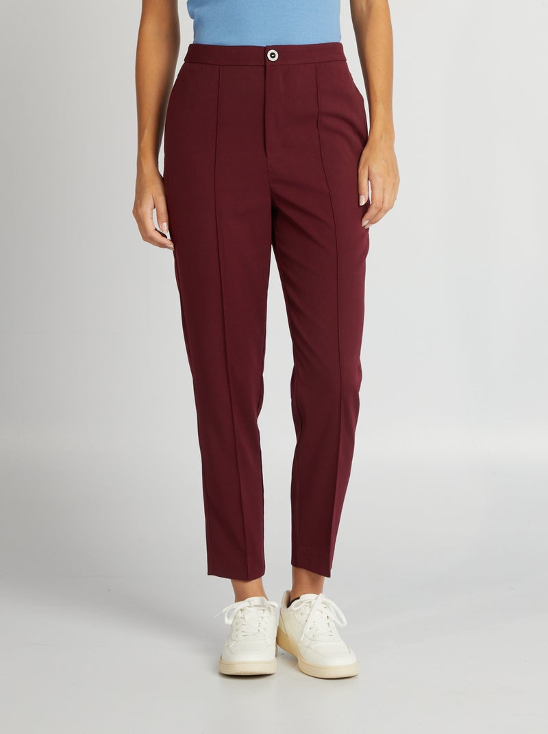 Pantalón cigarette liso ROJO - Kiabi