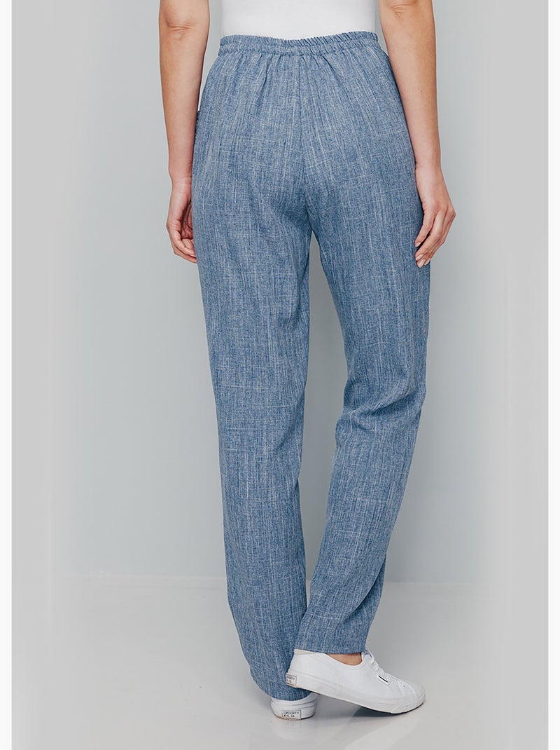 Pantalón cinturón elástico calado - Afibel Azul - Kiabi
