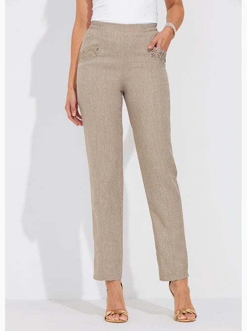 Pantalón cinturón elástico calado - Afibel - Kiabi
