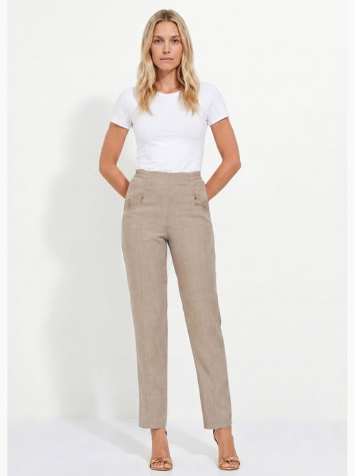 Pantalón cinturón elástico calado - Afibel - Kiabi