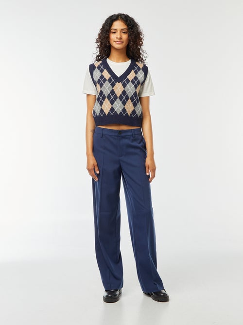 Pantalón city ancho con pinzas - Kiabi