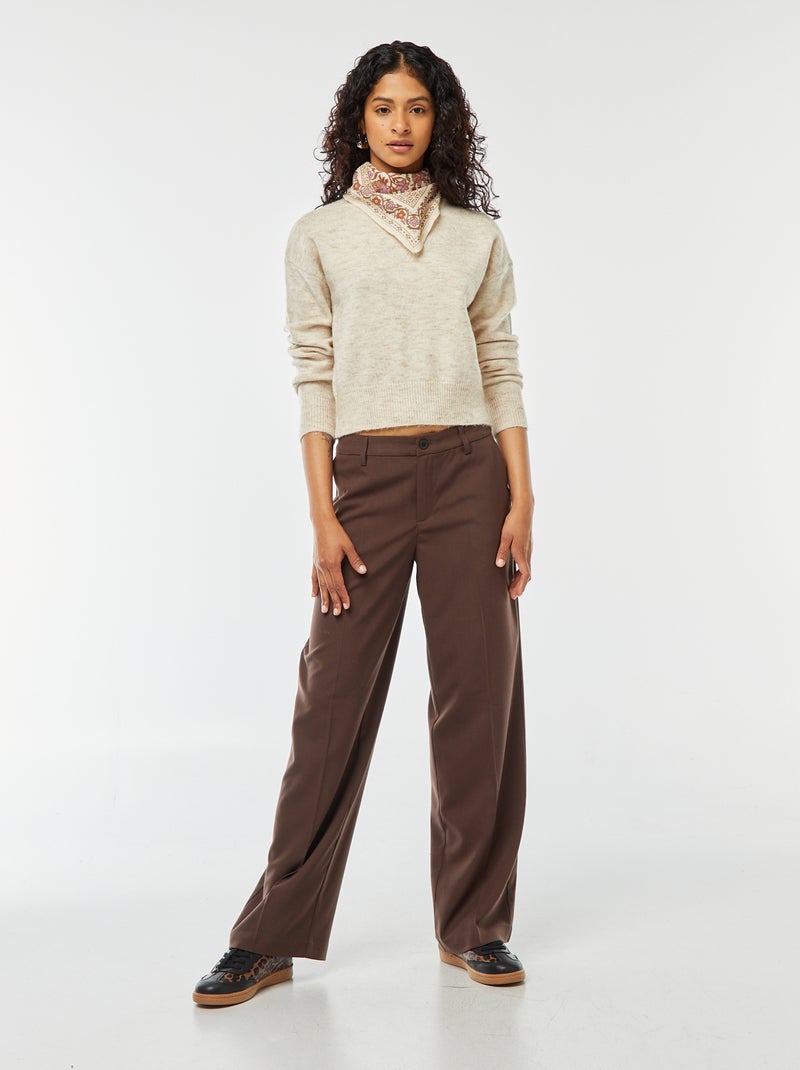 Pantalón city ancho con pinzas Marron - Kiabi