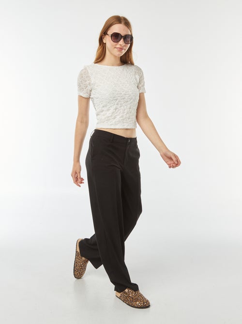 Pantalón city ancho con pinzas - Kiabi
