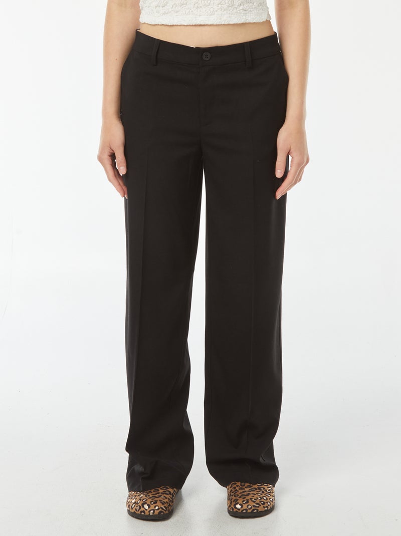 Pantalón city ancho con pinzas negro - Kiabi