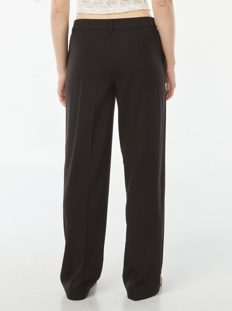 Pantalón city ancho con pinzas negro - Kiabi