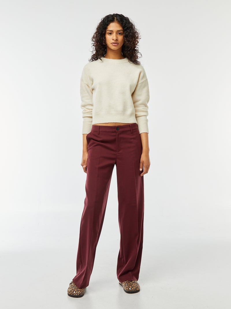 Pantalón city ancho con pinzas rojo - Kiabi
